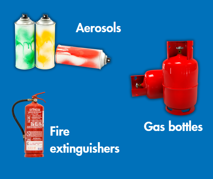 We will collect aerosols and household sized gas bottles
