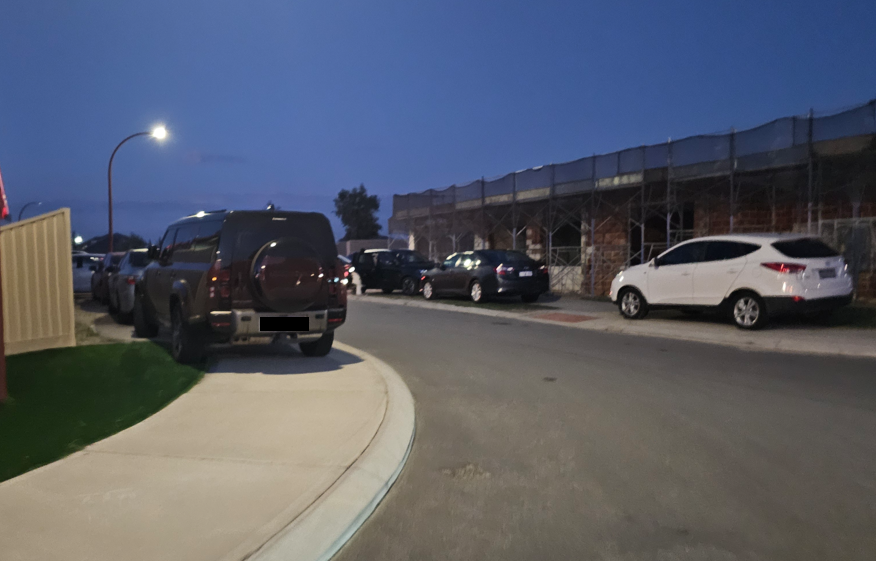 Example of improper parking around Nicholson Road and Shreeve Road
